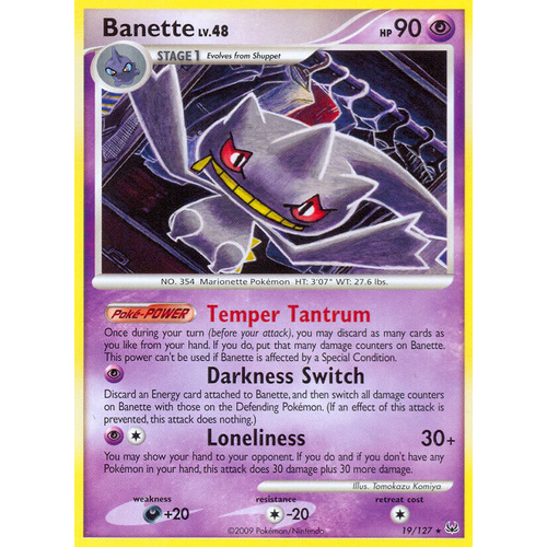 Banette 19/127 Platinum Base Set Rare Pokemon Card NEAR MINT TCG