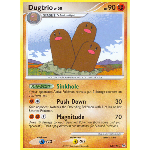 Dugtrio 24/127 Platinum Base Set Rare Pokemon Card NEAR MINT TCG