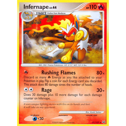 Infernape 31/127 Platinum Base Set Rare Pokemon Card NEAR MINT TCG