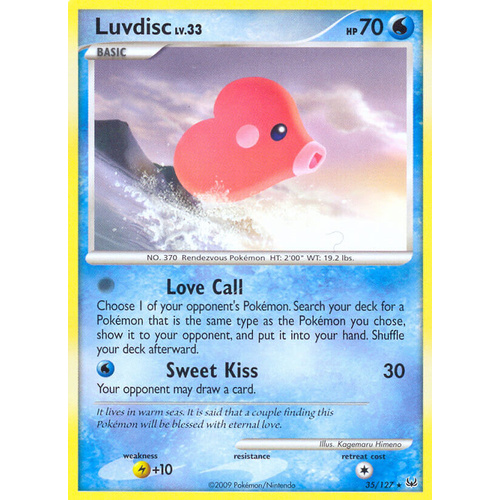 Luvdisc 35/127 Platinum Base Set Rare Pokemon Card NEAR MINT TCG