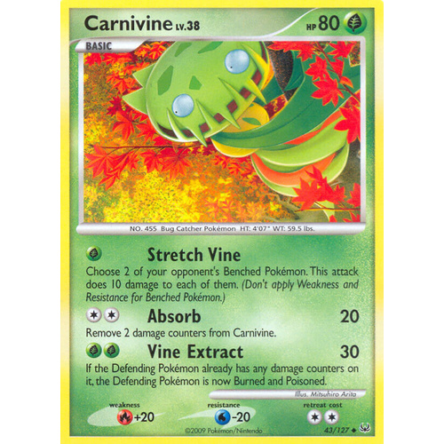 Carnivine 43/127 Platinum Base Set Uncommon Pokemon Card NEAR MINT TCG