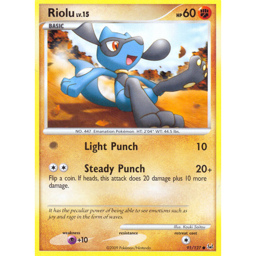 Riolu 91/127 Platinum Base Set Common Pokemon Card NEAR MINT TCG