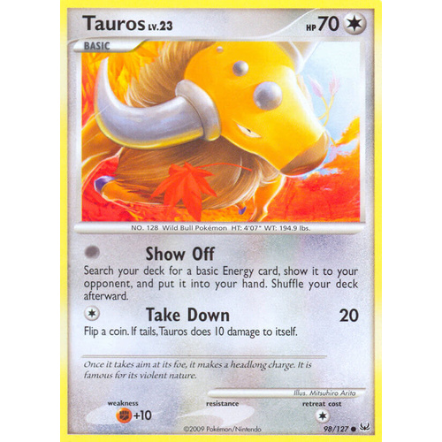 Tauros 98/127 Platinum Base Set Common Pokemon Card NEAR MINT TCG