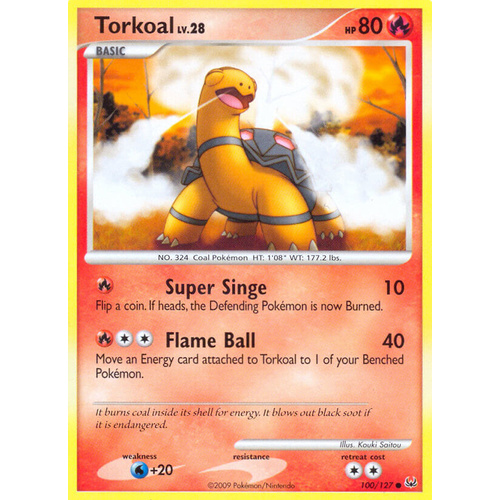 Torkoal 100/127 Platinum Base Set Common Pokemon Card NEAR MINT TCG