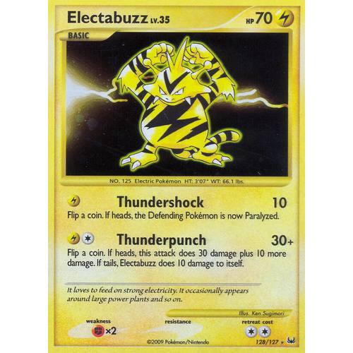 Electabuzz 128/127 Platinum Base Set Holo Secret Rare Pokemon Card NEAR MINT TCG