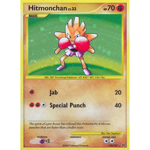 Hitmonchan 129/127 Platinum Base Set Holo Secret Rare Pokemon Card NEAR MINT TCG