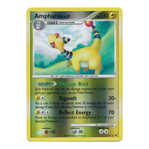 Ampharos 1/127 Platinum Base Set Reverse Holo Rare Pokemon Card NEAR MINT TCG