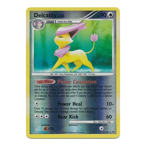 Delcatty 4/127 Platinum Base Set Reverse Holo Rare Pokemon Card NEAR MINT TCG