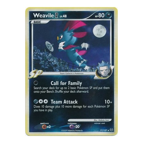 Weavile G 17/127 Platinum Base Set Reverse Holo Rare Pokemon Card NEAR MINT TCG