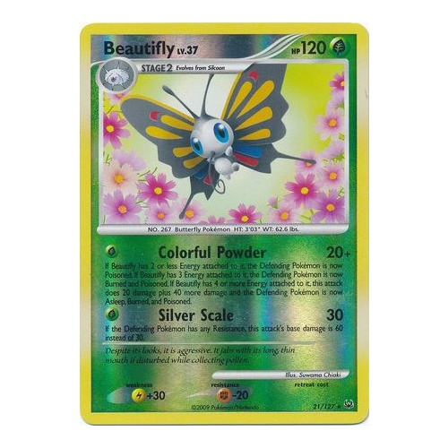 Beautifly 21/127 Platinum Base Set Reverse Holo Rare Pokemon Card NEAR MINT TCG