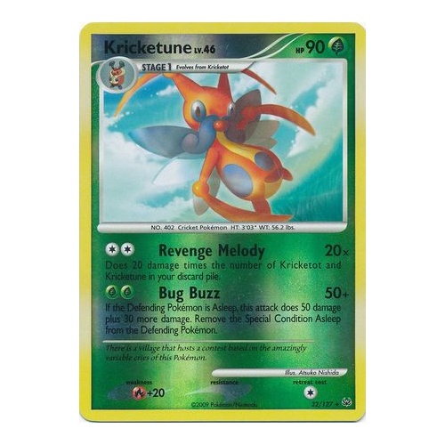 Kricketune 32/127 Platinum Base Set Reverse Holo Rare Pokemon Card NEAR MINT TCG