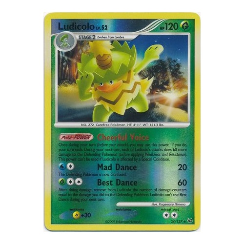 Ludicolo 34/127 Platinum Base Set Reverse Holo Rare Pokemon Card NEAR MINT TCG