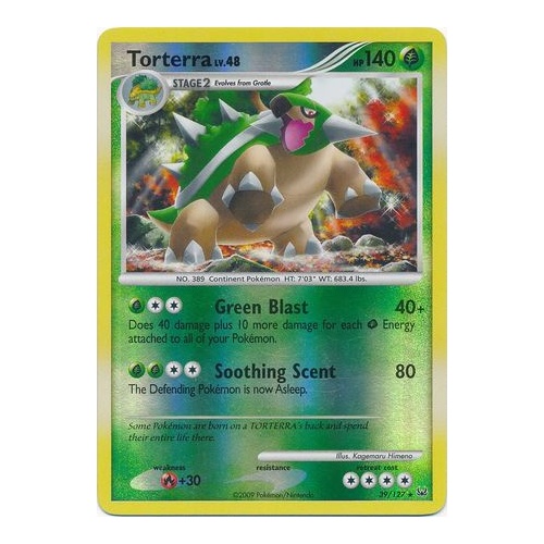 Torterra 39/127 Platinum Base Set Reverse Holo Rare Pokemon Card NEAR MINT TCG