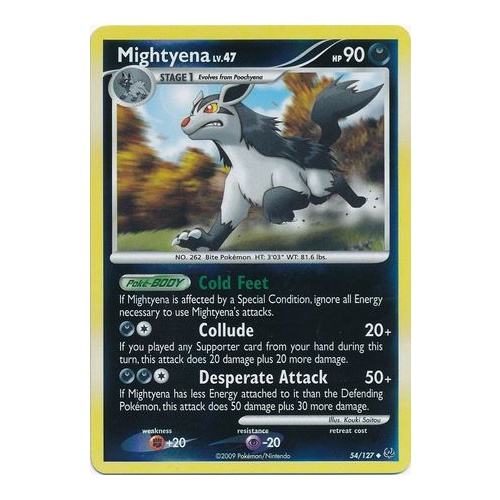 Mightyena 54/127 Platinum Base Set Reverse Holo Uncommon Pokemon Card NEAR MINT TCG