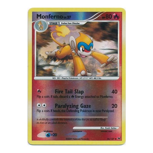 Monferno 56/127 Platinum Base Set Reverse Holo Uncommon Pokemon Card NEAR MINT TCG