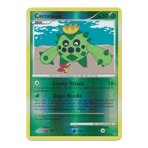Cacnea 67/127 Platinum Base Set Reverse Holo Common Pokemon Card NEAR MINT TCG