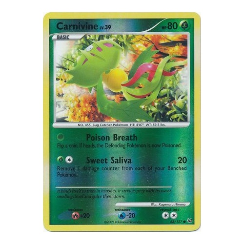 Carnivine 68/127 Platinum Base Set Reverse Holo Common Pokemon Card NEAR MINT TCG