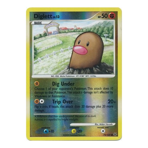 Diglett 72/127 Platinum Base Set Reverse Holo Common Pokemon Card NEAR MINT TCG