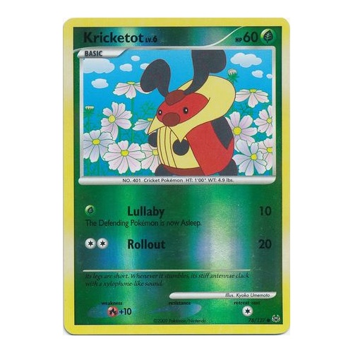 Kricketot 78/127 Platinum Base Set Reverse Holo Common Pokemon Card NEAR MINT TCG