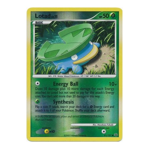 Lotad 81/127 Platinum Base Set Reverse Holo Common Pokemon Card NEAR MINT TCG