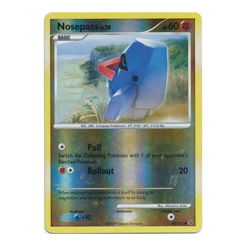 Nosepass 84/127 Platinum Base Set Reverse Holo Common Pokemon Card NEAR MINT TCG