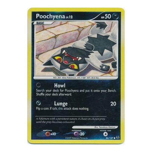 Poochyena 86/127 Platinum Base Set Reverse Holo Common Pokemon Card NEAR MINT TCG