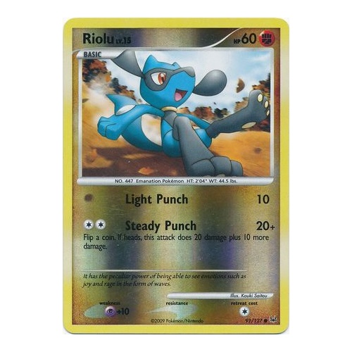 Riolu 91/127 Platinum Base Set Reverse Holo Common Pokemon Card NEAR MINT TCG