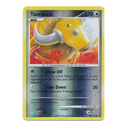 Tauros 98/127 Platinum Base Set Reverse Holo Common Pokemon Card NEAR MINT TCG