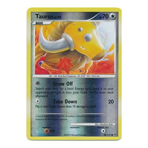 Tauros 98/127 Platinum Base Set Reverse Holo Common Pokemon Card NEAR MINT TCG