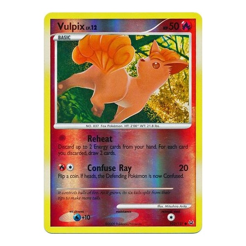 Vulpix 102/127 Platinum Base Set Reverse Holo Common Pokemon Card NEAR MINT TCG