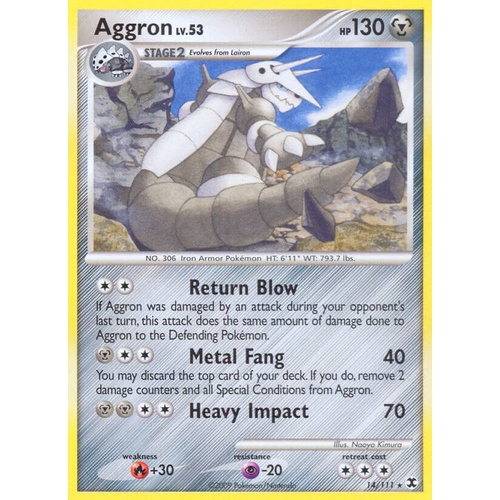 Aggron 14/111 Platinum Rising Rivals Rare Pokemon Card NEAR MINT TCG