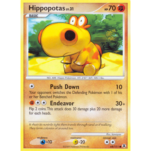 Hippopotas 64/111 Platinum Rising Rivals Common Pokemon Card NEAR MINT TCG