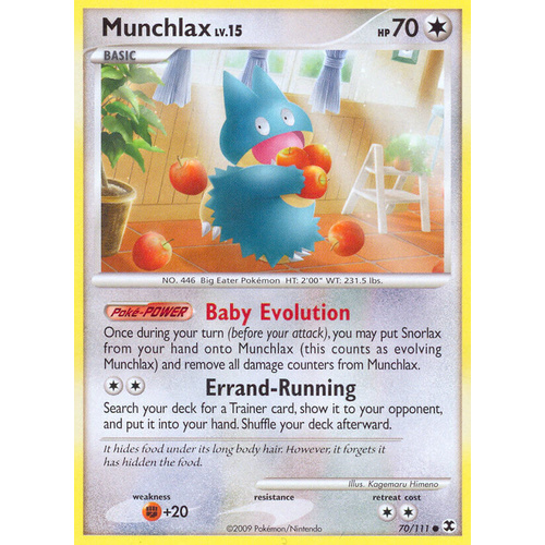 Munchlax 70/111 Platinum Rising Rivals Common Pokemon Card NEAR MINT TCG
