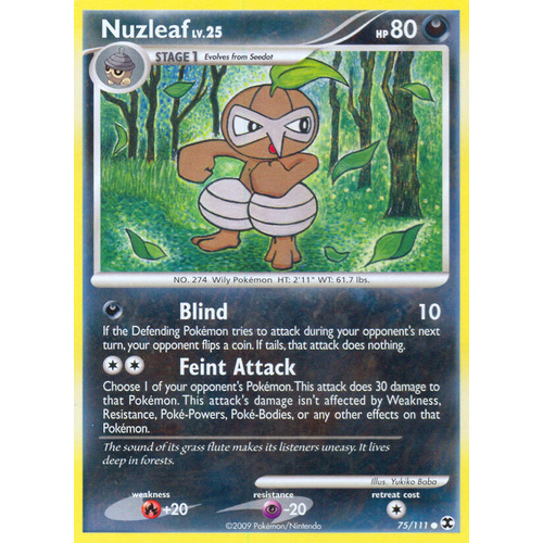 Nuzleaf 75/111 Platinum Rising Rivals Common Pokemon Card NEAR MINT TCG