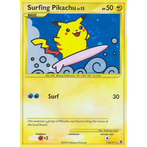 Surfing Pikachu 114/111 Platinum Rising Rivals Secret Rare Pokemon Card NEAR MINT TCG