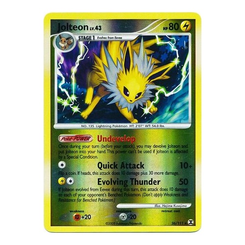 Jolteon 26/111 Platinum Rising Rivals Reverse Holo Rare Pokemon Card NEAR MINT TCG