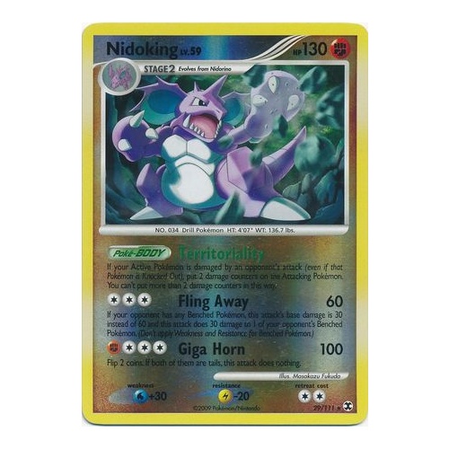 Nidoking 29/111 Platinum Rising Rivals Reverse Holo Rare Pokemon Card NEAR MINT TCG