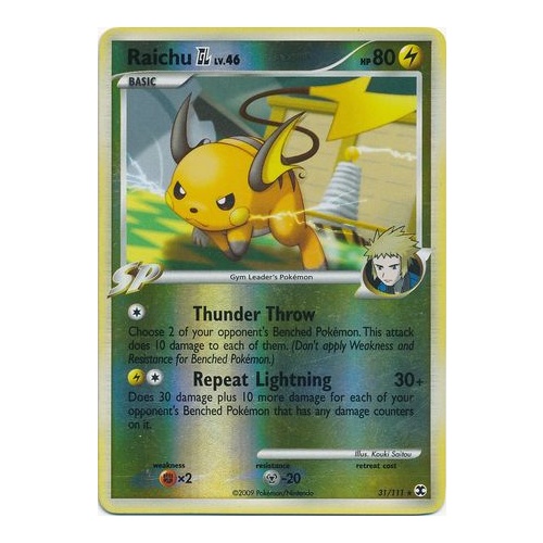 Raichu GL 31/111 Platinum Rising Rivals Reverse Holo Rare Pokemon Card NEAR MINT TCG