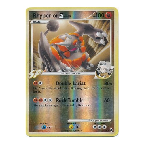 Rhyperior 4 32/111 Platinum Rising Rivals Reverse Holo Rare Pokemon Card NEAR MINT TCG