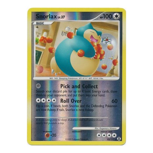 Snorlax 33/111 Platinum Rising Rivals Reverse Holo Rare Pokemon Card NEAR MINT TCG