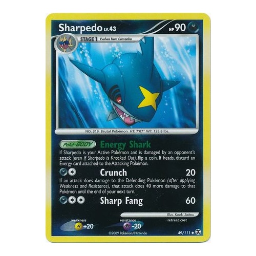Sharpedo 49/111 Platinum Rising Rivals Reverse Holo Uncommon Pokemon Card NEAR MINT TCG