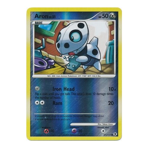 Aron 57/111 Platinum Rising Rivals Reverse Holo Common Pokemon Card NEAR MINT TCG