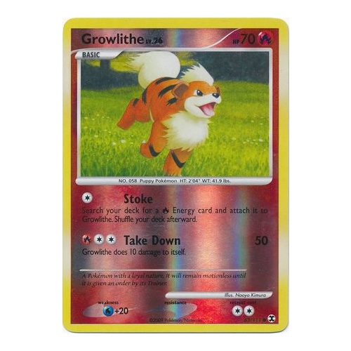 Growlithe 63/111 Platinum Rising Rivals Reverse Holo Common Pokemon Card NEAR MINT TCG