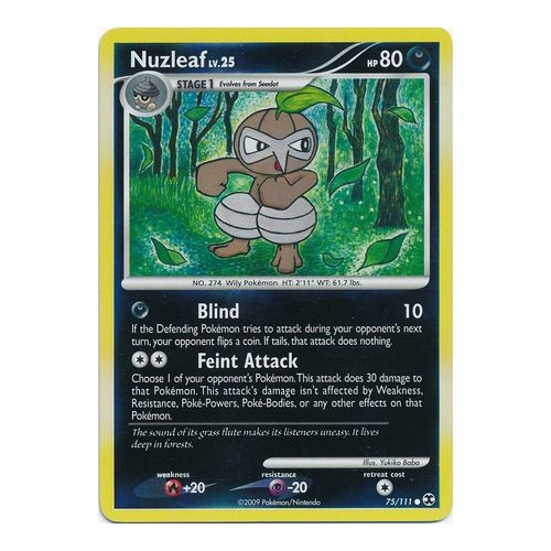 Nuzleaf 75/111 Platinum Rising Rivals Reverse Holo Common Pokemon Card NEAR MINT TCG