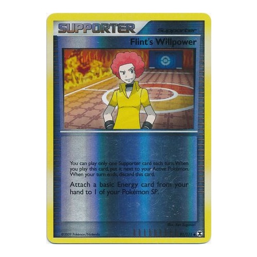 Flint's Willpower 91/111 Platinum Rising Rivals Reverse Holo Uncommon Trainer Pokemon Card NEAR MINT TCG