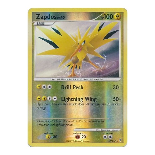 Zapdos 48/147 Platinum Supreme Victors Reverse Holo Rare Pokemon Card NEAR MINT TCG