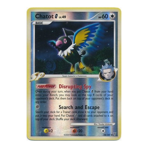 Chatot G 54/147 Platinum Supreme Victors Reverse Holo Uncommon Pokemon Card NEAR MINT TCG