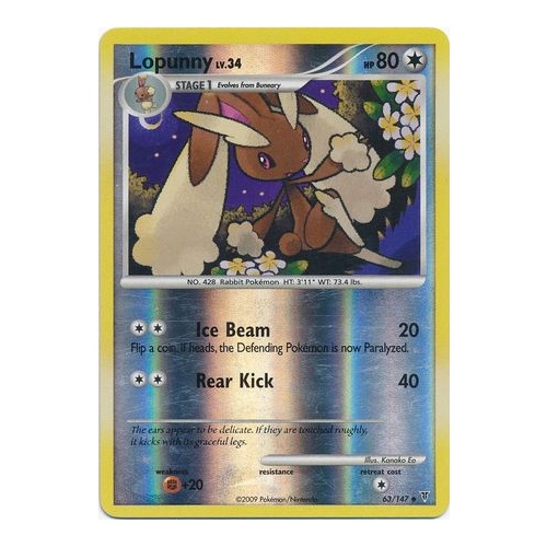 Lopunny 63/147 Platinum Supreme Victors Reverse Holo Uncommon Pokemon Card NEAR MINT TCG