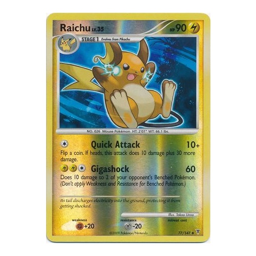 Raichu 77/147 Platinum Supreme Victors Reverse Holo Uncommon Pokemon Card NEAR MINT TCG