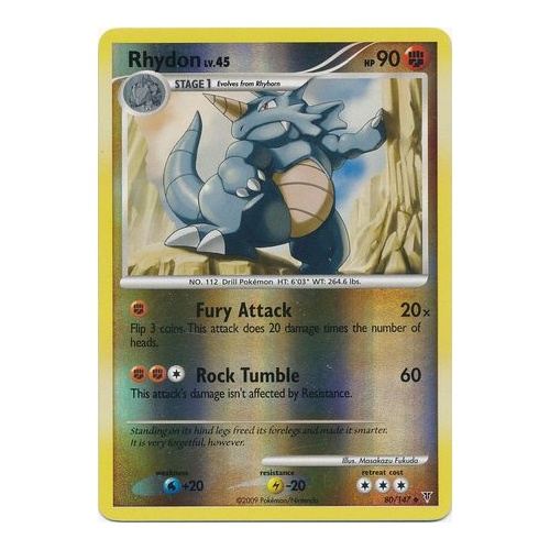 Rhydon 80/147 Platinum Supreme Victors Reverse Holo Uncommon Pokemon Card NEAR MINT TCG
